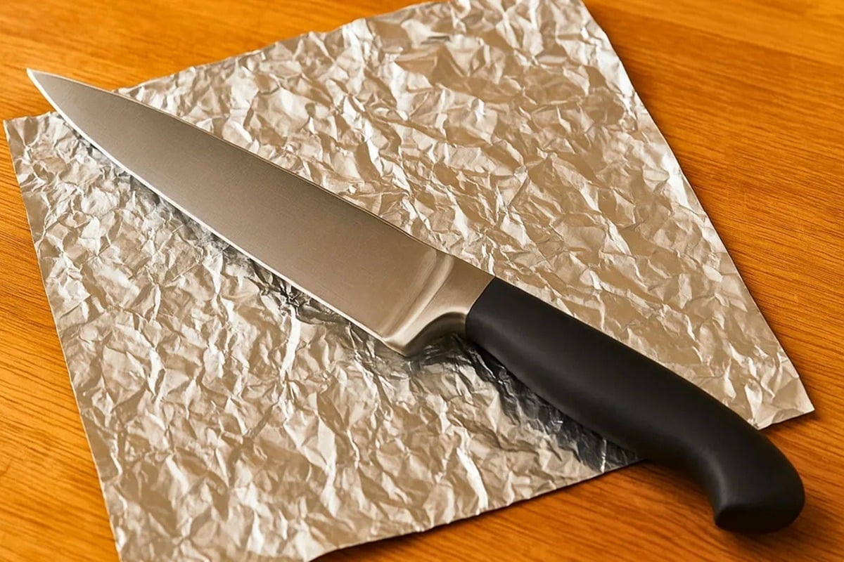 Ako nabrúsiť nože pomocou hliníkovej fólie: osvedčená metóda.